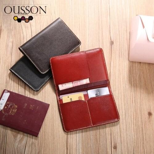 OUSSON New Leather Casual Short Passport Bag High Quality Clutch Bag Fashion Card Holder Short Purse