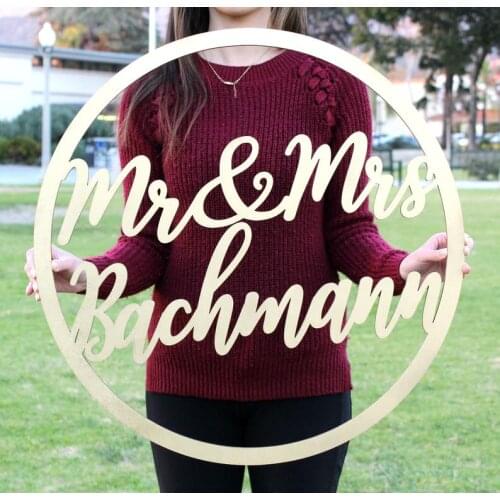 Couples Name Sign Circle,Large Custom Name Sign, Mr And Mrs Sign For Wall, Wedding Backdrop Sign, Last Name Sign, Sweetheart Ta