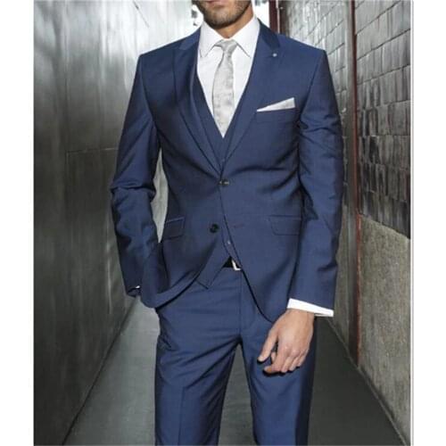 Casual Single Breasted Men Suit Wedding Groom Stylish Prom Dress Party Wear Mens suits 3 piece set (jacket + pants + vest)