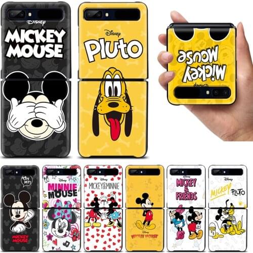 Lovely Disney Mickey Shockproof Cover for Samsung Galaxy Z Flip Flip3 5G Black Phone Case Shell Hard Fundas Coque Capa