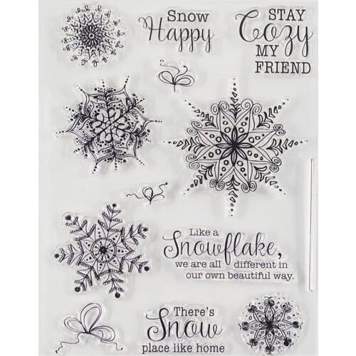 Happy snow snowflakes Transparent clear stamp for DIY Scrapbooking/Card Making/Kids Christmas Fun Decoration Supplies