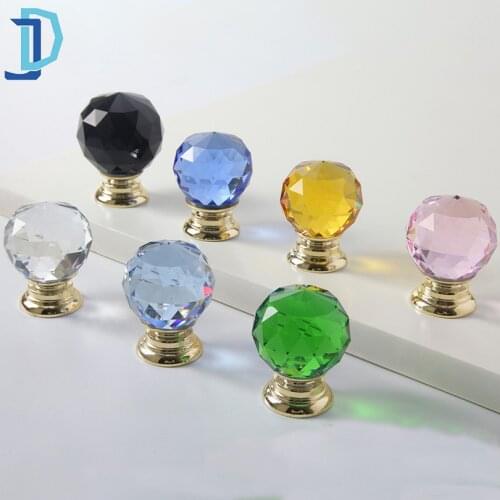 Nature Color Crystal Knobs Single Hole Chest Cupboard Door Pulls Furniture Knobs Cabinet Handles Sliding Door Pull