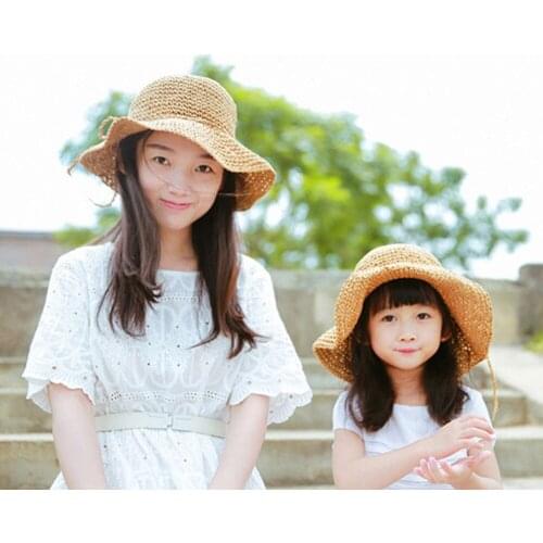 Parent-Child Straw Hat Summer Street Sun Sunshade Hat New Versatile Handmade Cold Hat Version Small Fresh Sun Hat