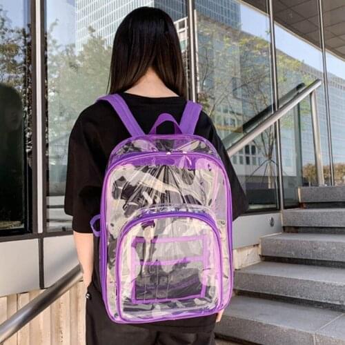 Heavy Duty Clear Backpack Student Bookbag Durable Plastic Material Travel Bags