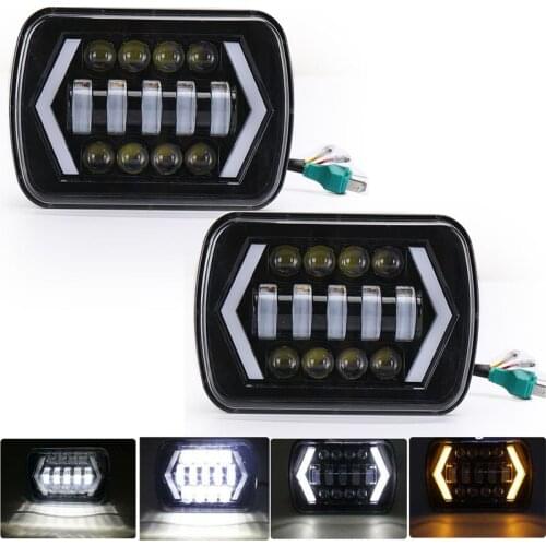 7X6" 5x7" Inch LED Headlights 55W Hi-Low Beam CREE DRL with H4 Harness for Chevrolet Jeep Cherokee XJ Toyota Tacoma Truck 12 24V