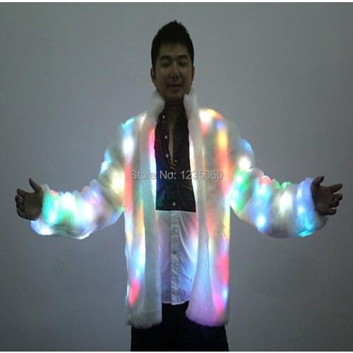 WY01 LED costumes luminous clothes Barparty dance show star nightclub performance colorful light mens dj model stage wears robot