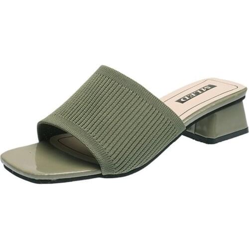 Womens shoes summer slippers outdoor knitting elastic comfortable open toe thick sandals 2021 boutique