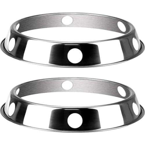 2PCS Stainless Steel Wok Ring Metallic Round Bottom Wok Rack 10.43X11.8Inch Universal Size Inch for Gas Stove Fry Pans