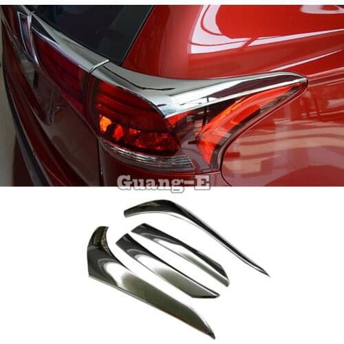 For Mitsubishi Outlander 2016 2017 2018 2019 2020 Car Rear Tail Back Light Lamp Frame Stick Chrome ABS Cover Trim Switch 4pcs