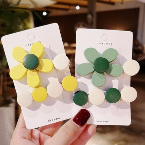 Hairpin Color Wooden Small Flower Hairpin Word Clip Girl Side Headdress