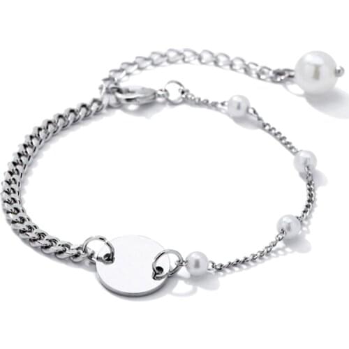 2020 New Design Asymmetrical Stainless Steel Bracelets For Women Charm Pearl Bracelets Adjustable Bracelet Jewelry Pulseira Gift