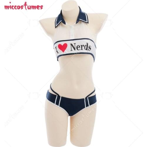 Women Halter Turn-Down Collar School Girl Two-Piece Lingerie Uniform Set Cosplay Costume Outfit with Stockings