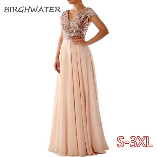 Womans Dress 2021 Summer Vintage Sequined Chiffon Splicing V-neck Dresses Elegant Party Night Sexy Long Dress Plus Size