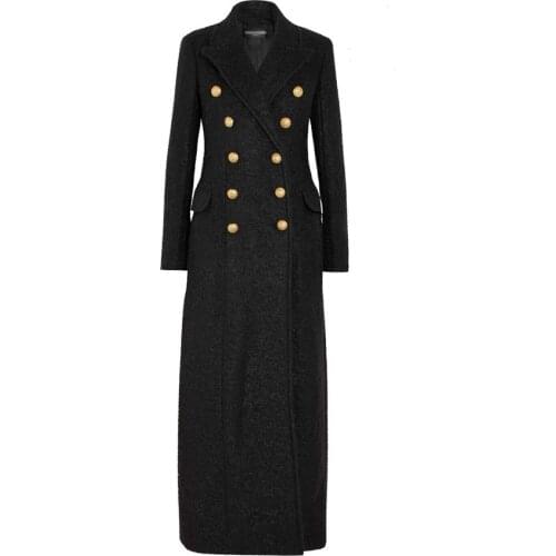 Winter fashion women woolen blends coat double breasted cashmere coat female cotton filling thicker warm slim outerwear F924