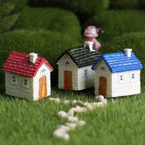 ZOCDOU 1 Piece Cute House Building Cottage Room Small Statue Home Decoration Accessories Children Toys Decor Craft Figurines