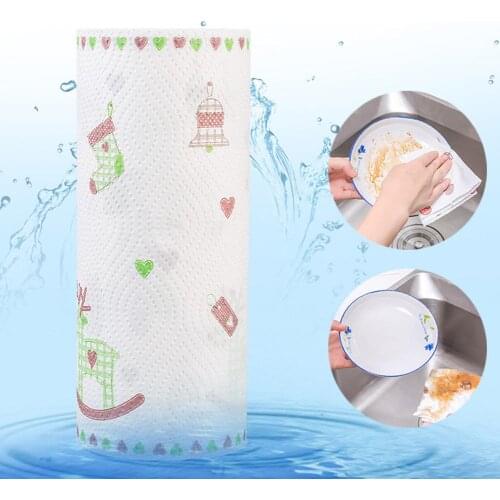 1 Roll Xmas Printed Kitchen Oil Adsorbing Paper Tissue Disposable Cleaning Towel Duster Cloth for home cafe shop restaurant etc
