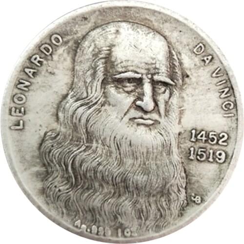 1PC 1452-1519 Da Vinci Coin Handicraft Silver Coin Commemorative Collection Commemorative coins Memorial gift Da Vinci Coin gift