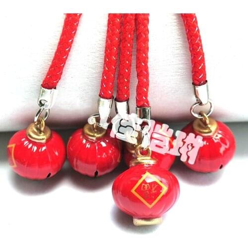 1pcs omamori Auspicious red lantern bell pendant Fortune small Pendant llaveros phone key ring llaveros para mujer