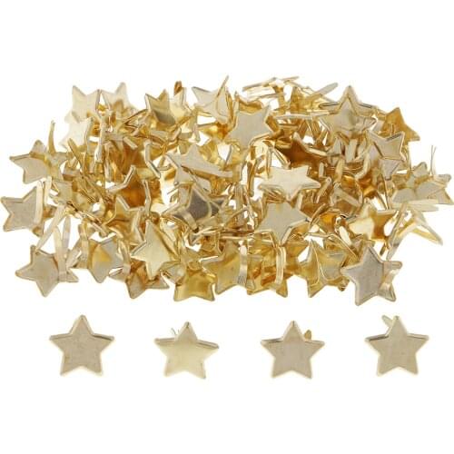 100x Gold Metal Star Head Split Pin Brads Paper Fastener for Scrapbook 14mm