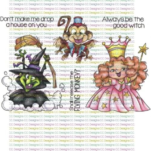 11x16 Little girl monkey witch Transparent Clear Rubber Stamp Sheet Cling Scrapbooking Photo Album PaperCard DIY Craft