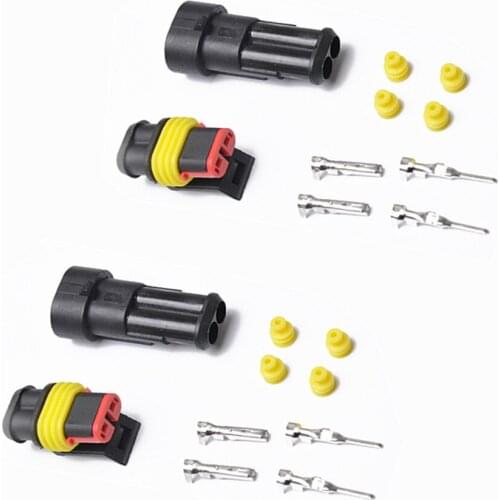 2 Kits/5 Kits/10 Kits 2 Pin Way Sealed Waterproof Electrical Wire Connector Plug Car Auto Set