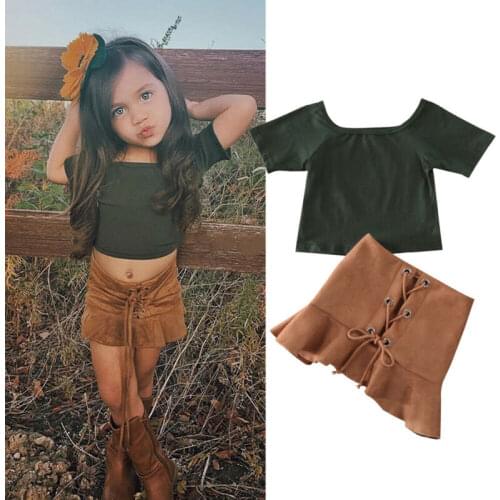 Newborn Toddler Kid Baby Girl 1T-6T Clothes Tops T-Shirt Skirt Outfit 2PCS