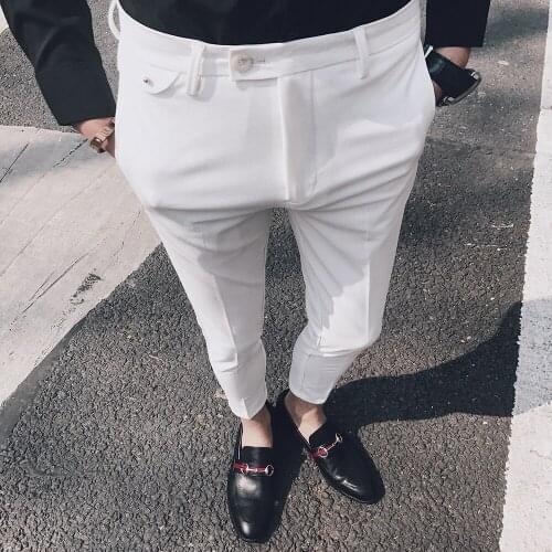 2021 Brand clothing Male spring slim fit Business suit Trousers/Mens pure cotton Fashion groom was dressed in suit pants 28-36