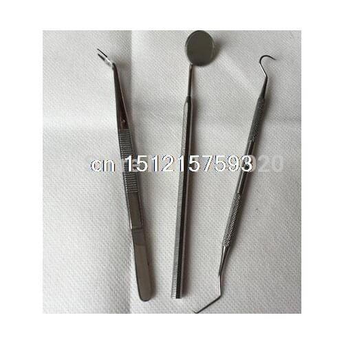 3Pcs Handle Stainless Steel Dental Tool Pick Pic Scaler Set Teeth Cleaning Tooth