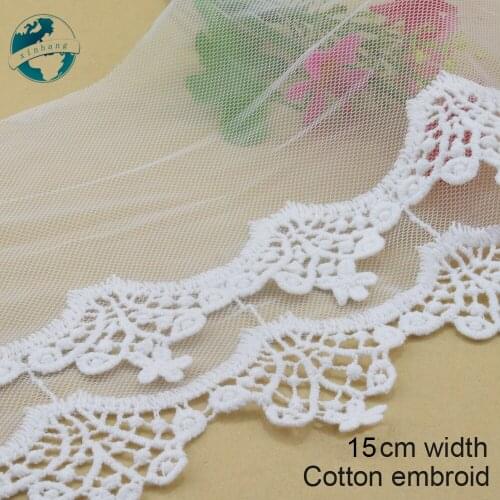 3yards 17cm double layer cotton embroidery lace french lace ribbon fabric guipure diy trims warp knitting sewing Accessories3004