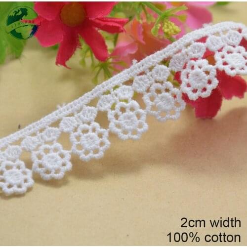 5yards 2cm white embroid sewing ribbon guipure lace trim or fabric warp knitting DIY Garment Accessories free shipping#3676