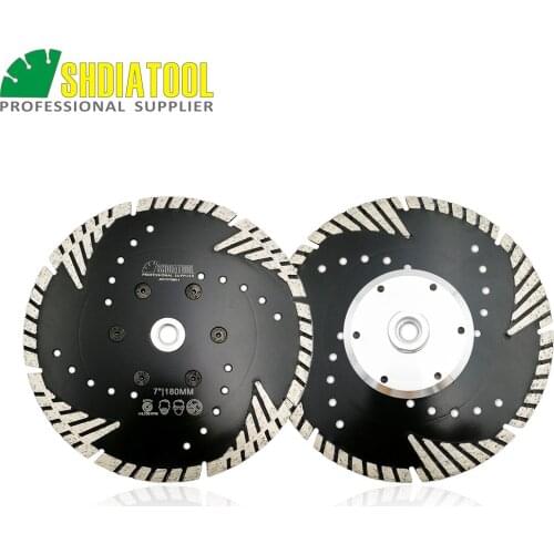 SHDIATOOL 2pcs 180mm Hot pressed Diamond turbo Blade with Slant protection teeth 7inch cutting disc