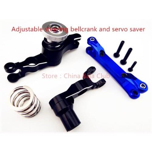 Aluminum adjustable steering bellcrank and servo saver for the Traxxas X-Maxx
