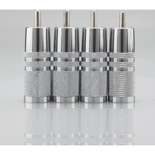 4pcsx RCA Rhodium Plug 8mm Cable Audio Phono Copper Connector HiFi