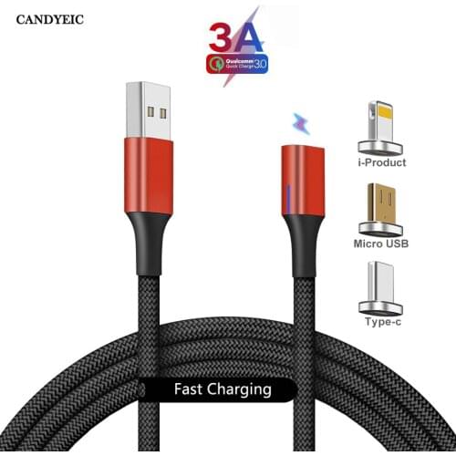 CANDYEIC Magnetic charger For Oppo Reno5 Pro USB C Magnetic Cable For Oppo Reno5 Pro+ cable with LED charger for cars