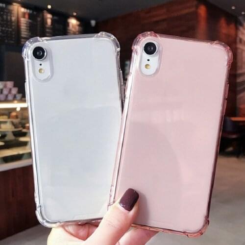 Phone Case For Iphone 7 8 Plus X XR XS Pro 11 Pro Max 2020 Transparent With Luxury TPU Silicone Airbag Shockproof Back Cover