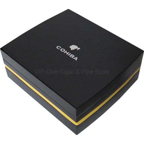 Cohiba Black Cedar Wood Cigar Humidor Set Cutter Ashtray Piano Finish Hygrometer