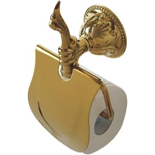 Free shipping gold finish Flowers Roll holder / toilet Paper holder