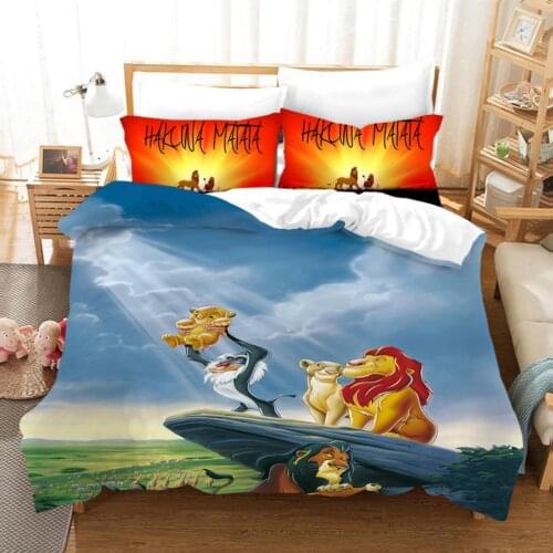 Childrens Bedding Set Disney 3D Lion King Simba Comfortable Adult Children Boys Bedroom Decoration Down Bedcover Pillowcase