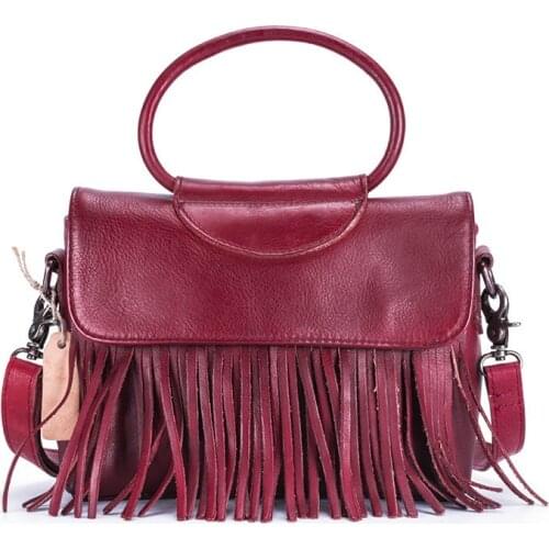 For Casual Fashion Handbags Ladies Genuine Women Cowhide Tassel Bag Designer Soft Leather Business 2021 Shoulder Crossbody Bags