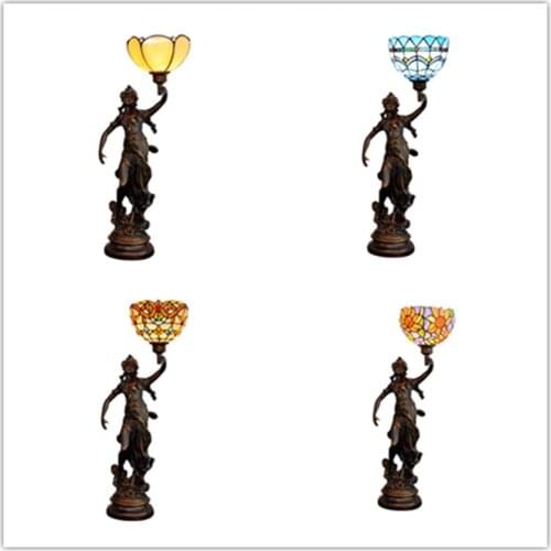 European Creative Tiffany Stained Glass Beauty Table Lamp American Pastoral Living Room Dining Room Bedroom Bar Glass Lamp E27