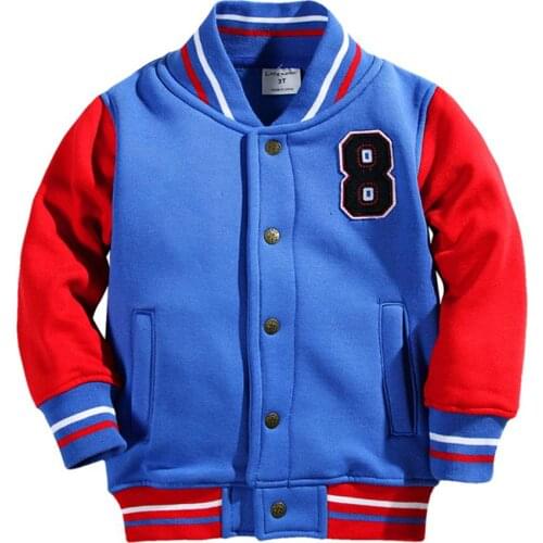 Cotton Baseball Jacket Kids 2T Boys&Girls' Outerwear&Coats Winter Jackets for Girl With Buttons Preppy Style Jackets For Boys