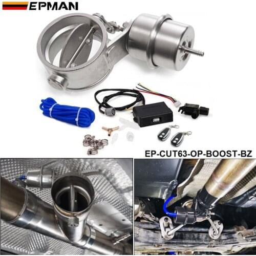 Exhaust Control Valve With Boost Actuator Cutout 2.5" 63mm Pipe Opend with Wireless Remote Controller Set EP-CUT63-OP-BOOST-BZ