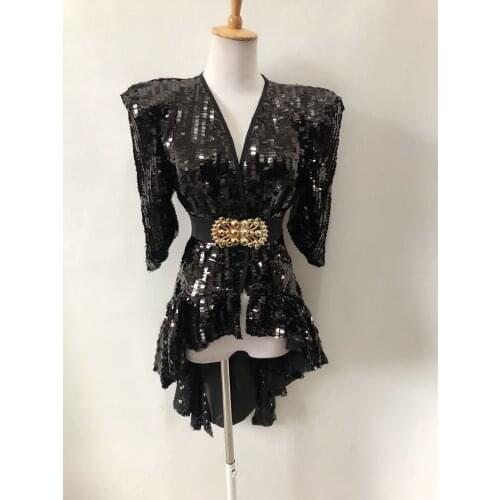 DS shiny dovetail performance stage dance show costume Female singer dj costume party girl dress