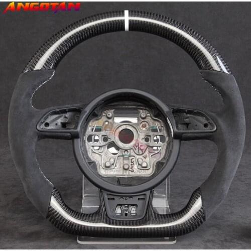 Carbon Fiber Italy Alcantara Leather Steering Wheel Fit For Audi A7