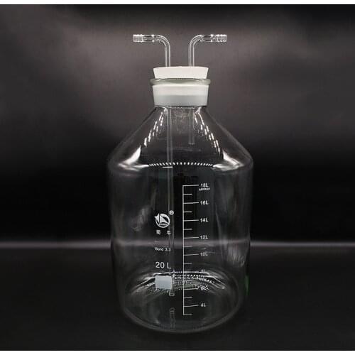 Laboratory Drechsel gas washing bottle device,Capacity 20000ml,Multifunctional gas cylinder,Double-hole 18# rubber plug catheter