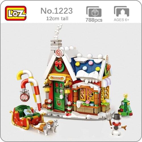 LOZ 1223 Architecture Merry Christmas House Santa Claus Snowman Tree Deer 3D Mini Blocks Bricks Building Toy for Children no Box