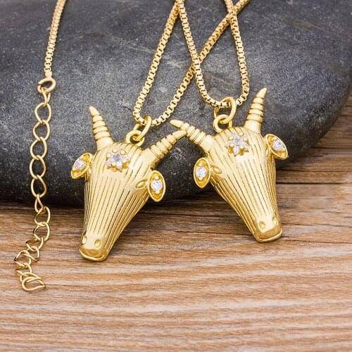 Fashion Animal Bull Snake Gold Necklace For Women Charming Cubic Zirconia Pendant Chain Chokers Party Jewelry Wholesale collares