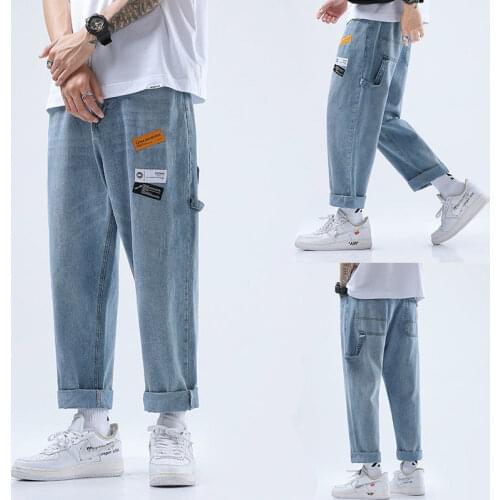 Mens elastic loose jeans jeans mens pants new style trousers) mens clothing cropped pants mens pants jeans men mens jeans