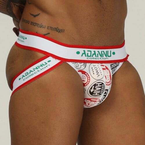 ADANNU Brand sexy gay jockstrap men underwear breathable thong men g-string cueca tanga male panties quick dry sexy gay bikini