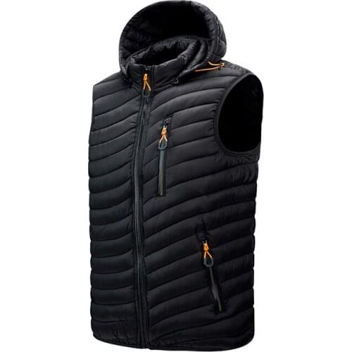Men Sleeveless Jacket Men Down Vest Mens Warm Thick Hooded Coats Male Work Waistcoat Men Fashion Hooded Jacket Vest